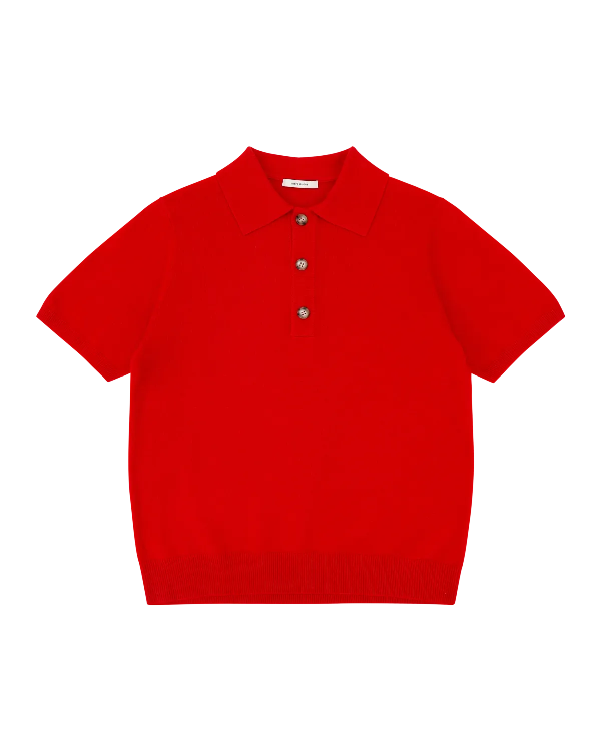 Short Sleeve Cashmere Knit Polo Red - Image 7