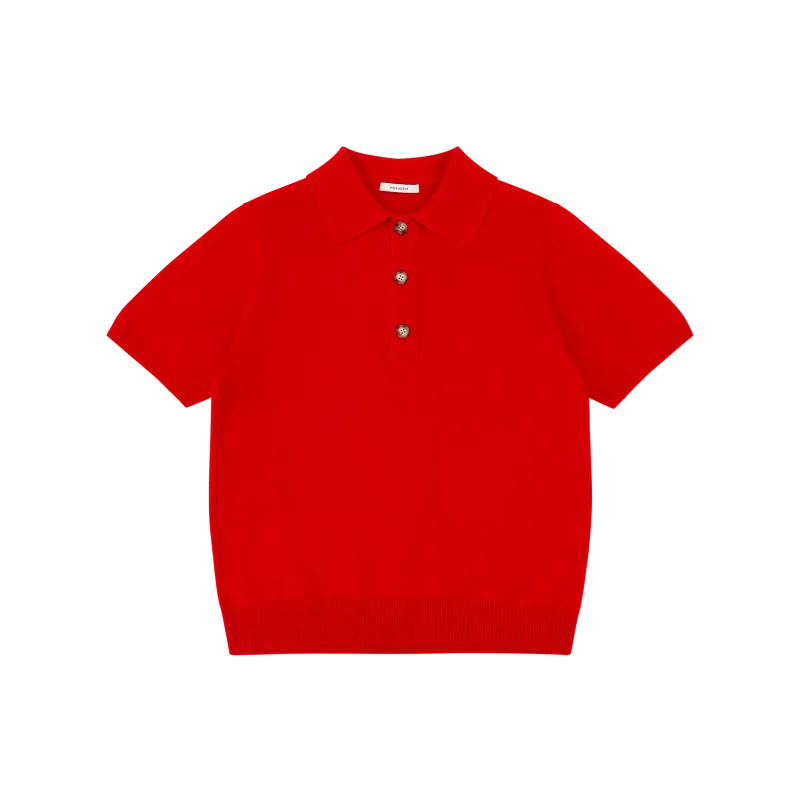 short-sleeve-knit-polo-red garment view