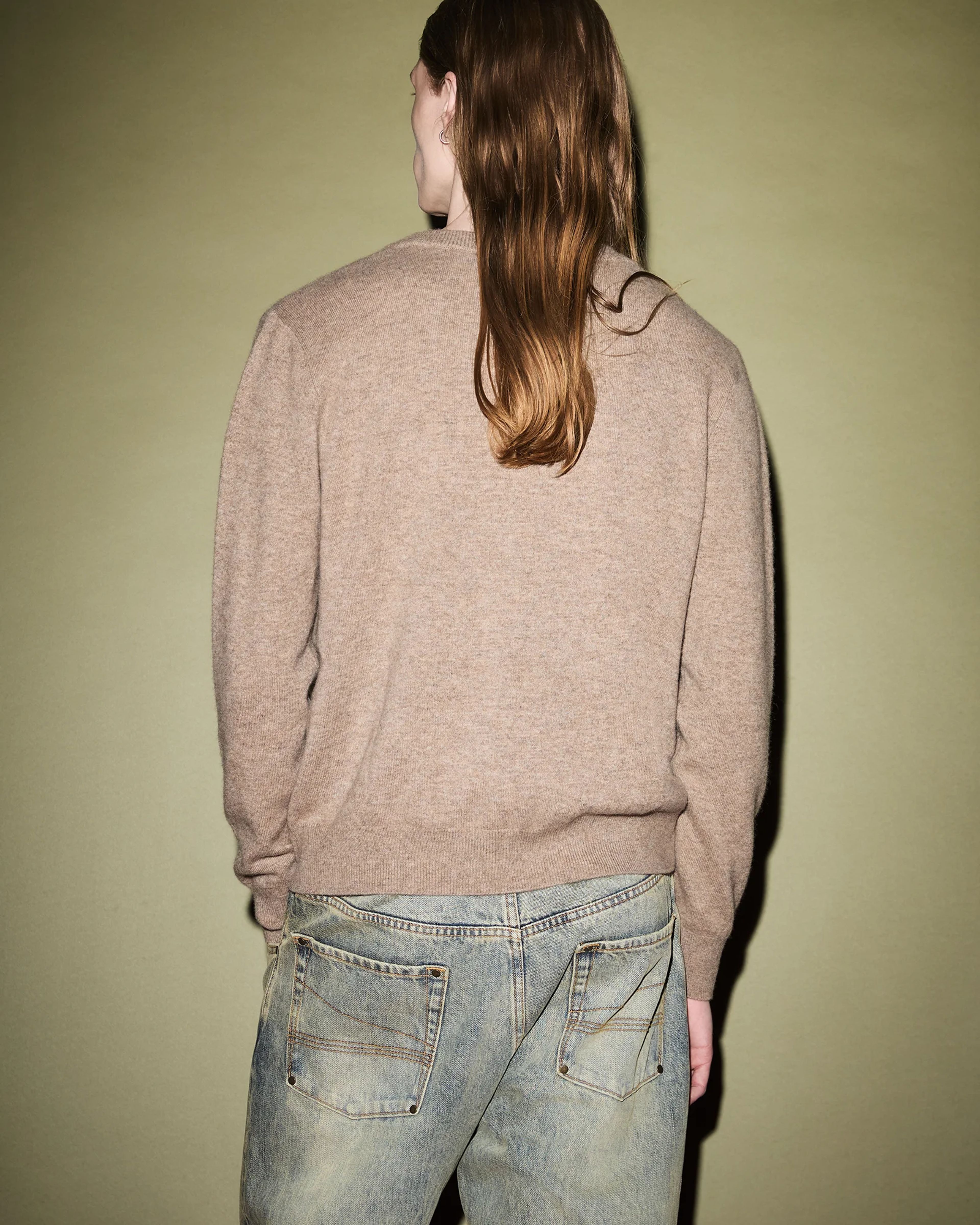 Knit V Neck Camel - Image 3