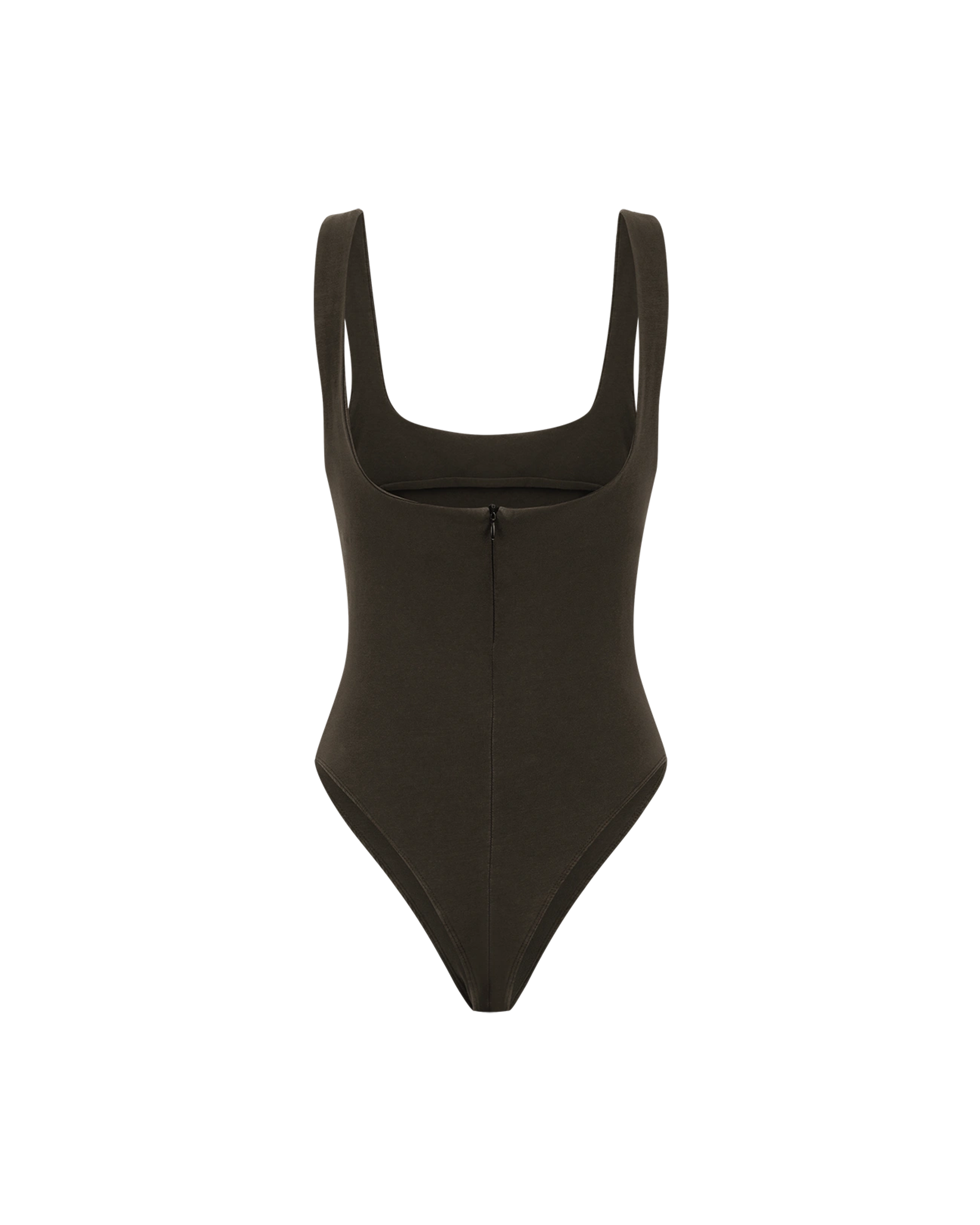 Square Neck Bodysuit Cotton Spandex Brunette - Image 2
