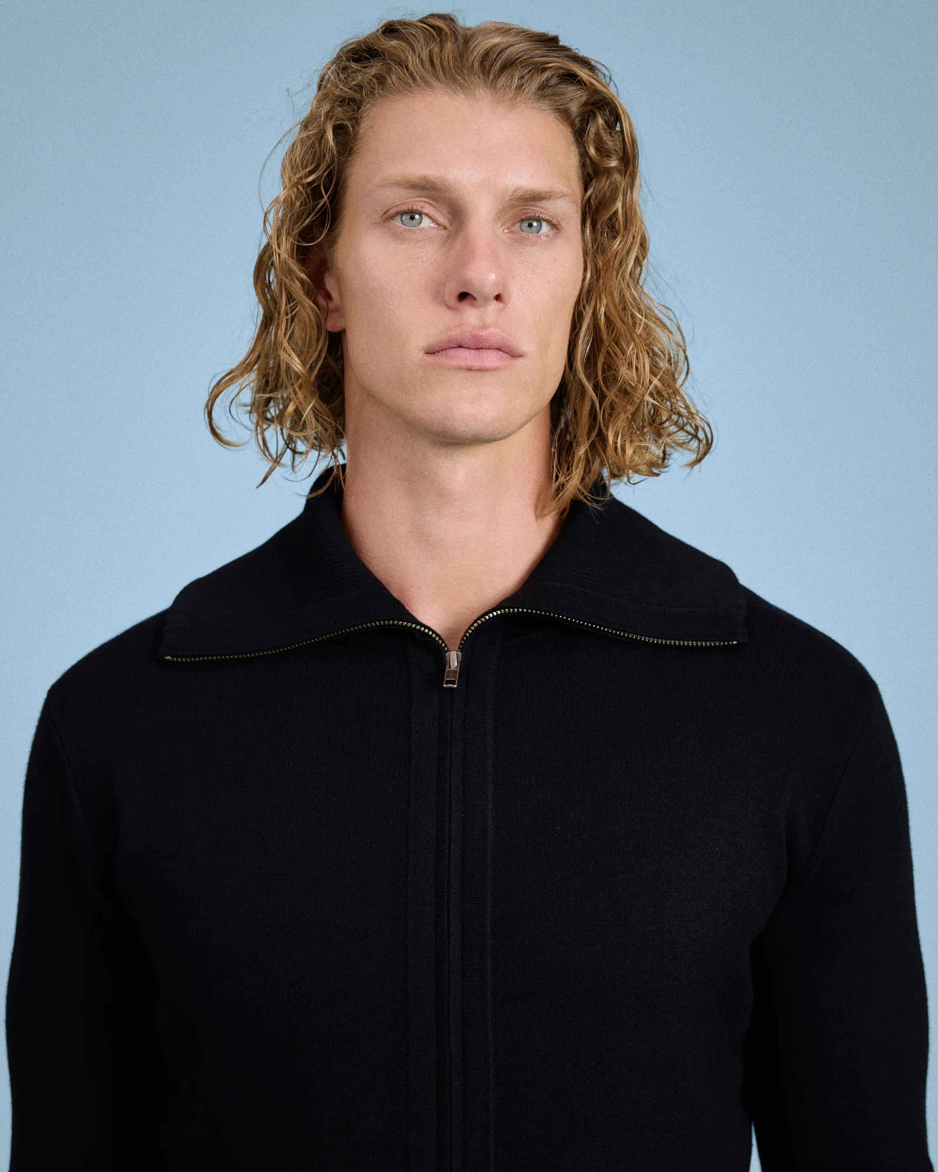 Knit Zip Up Jacket Black - Image 1