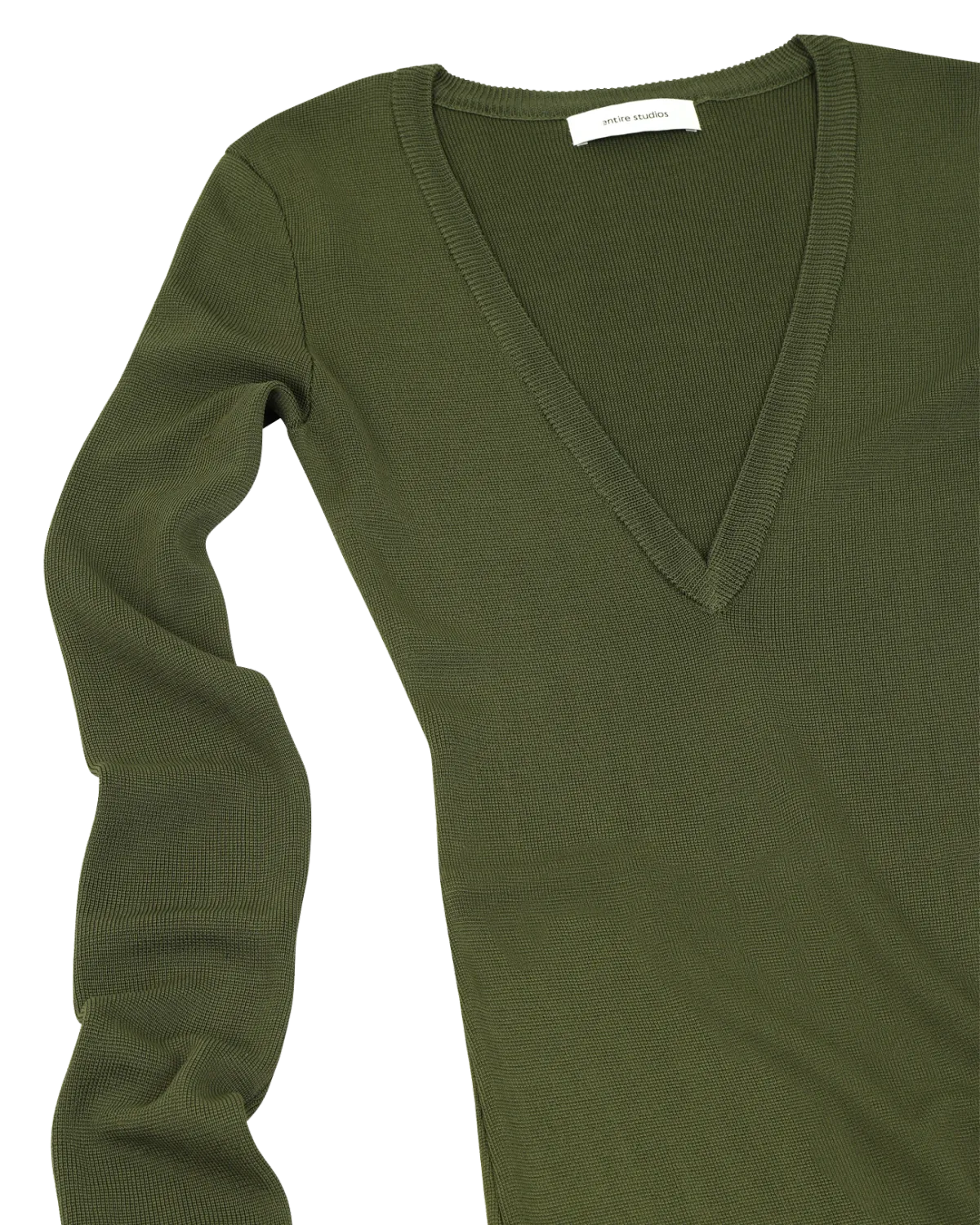 Long Sleeve V Neck Midi Moss - Image 7