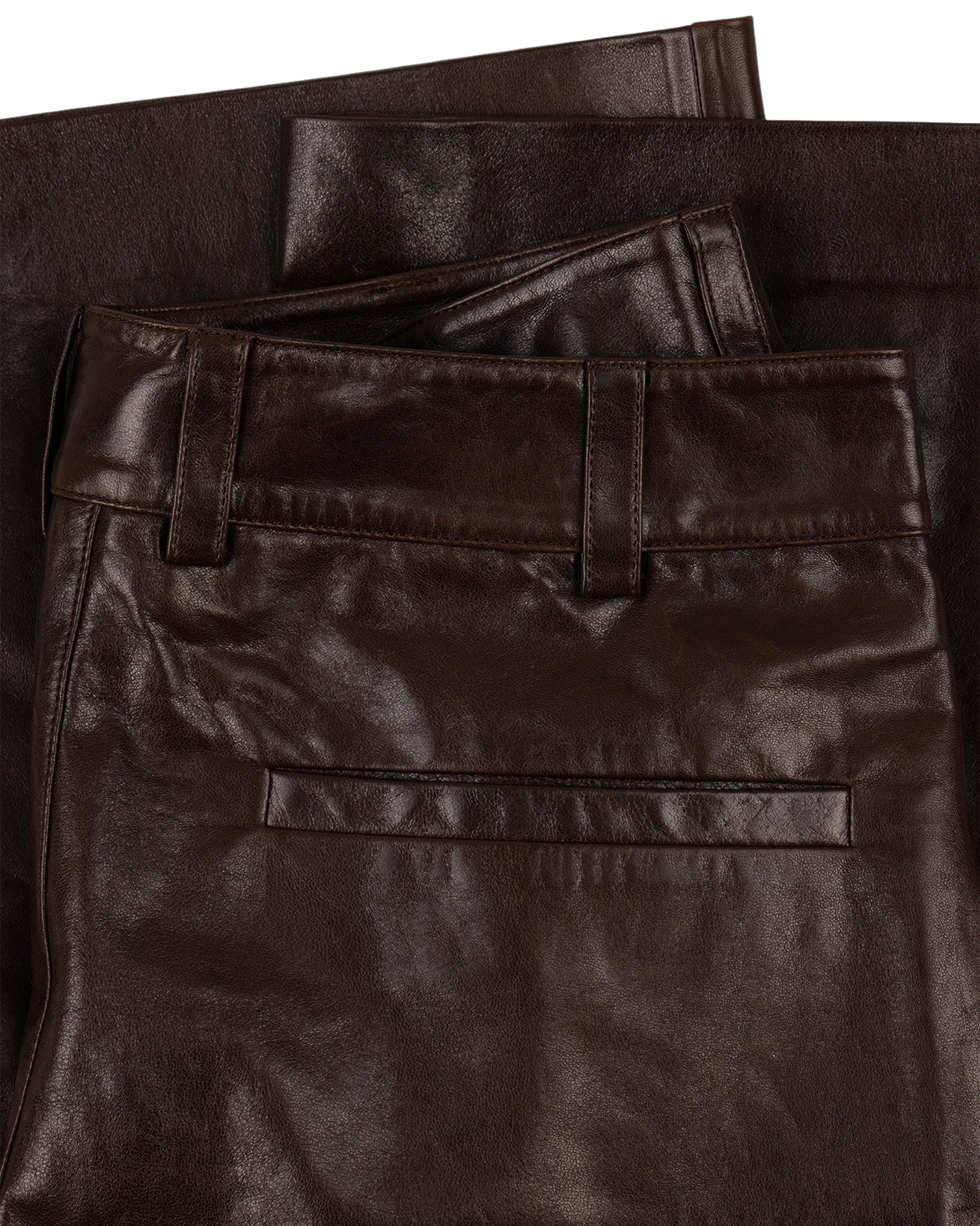 Leather Straight Leg Dark Brown - Image 5