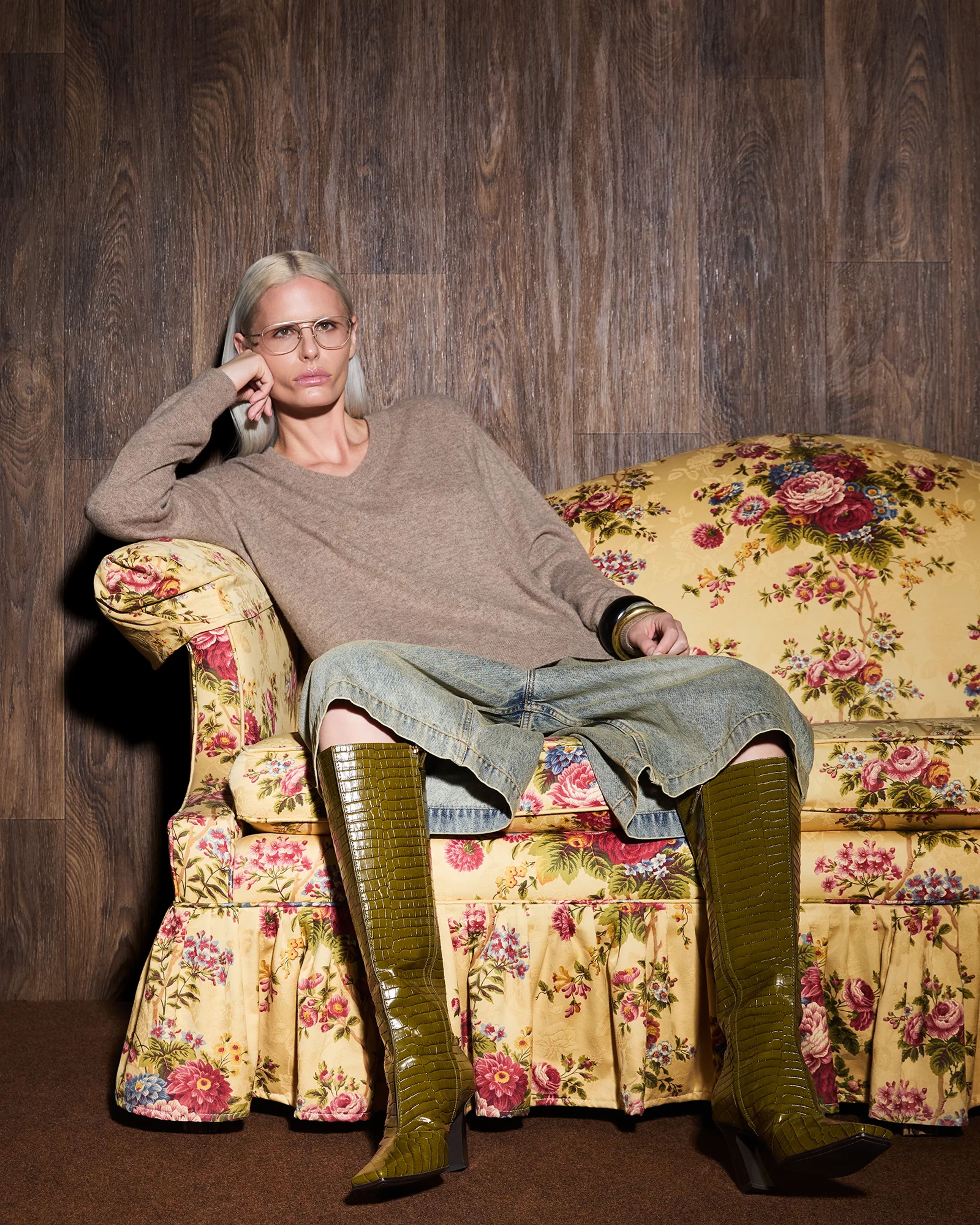 Knit V Neck Camel - Image 1