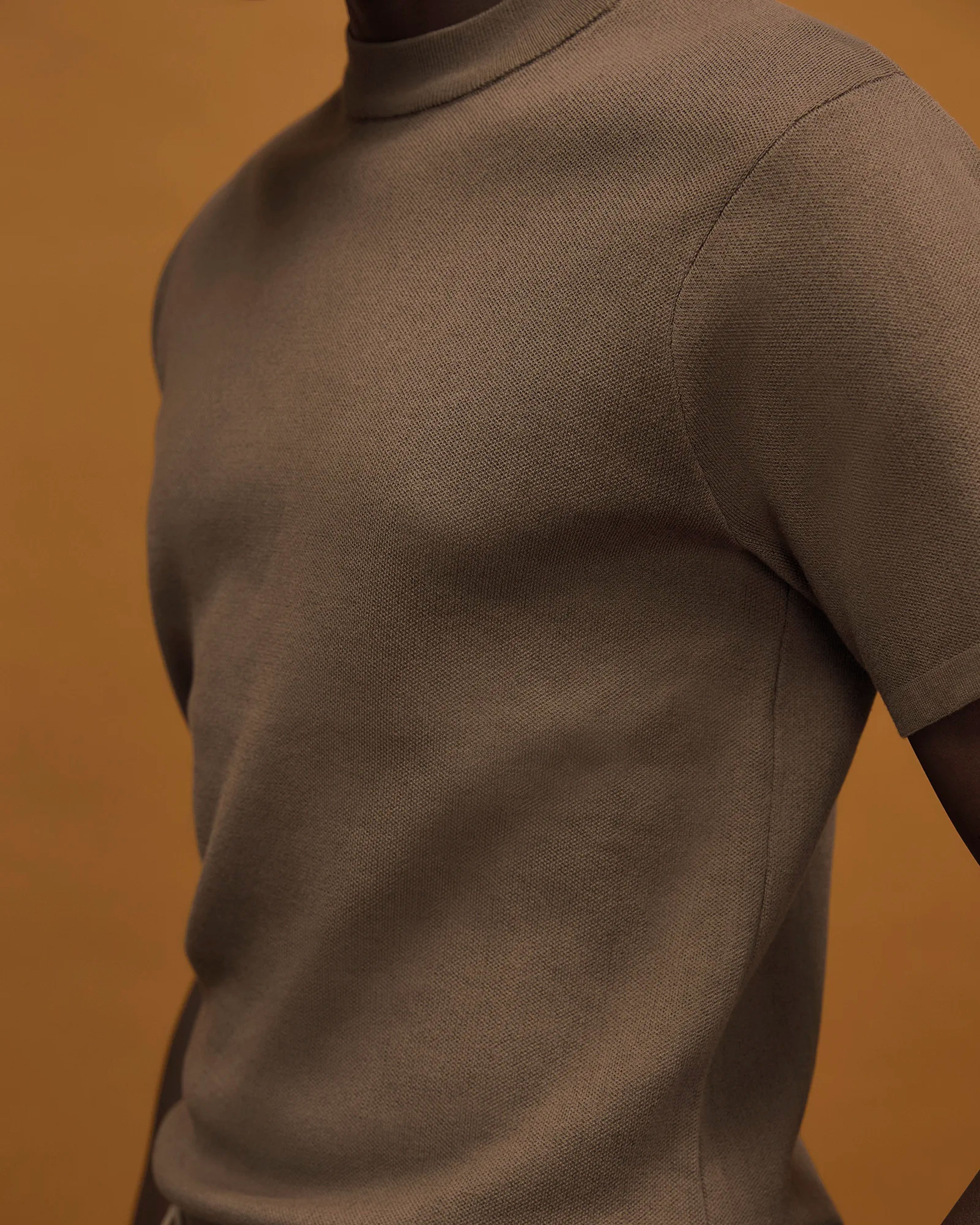 Slim Knit Tee Light Brown - Image 4