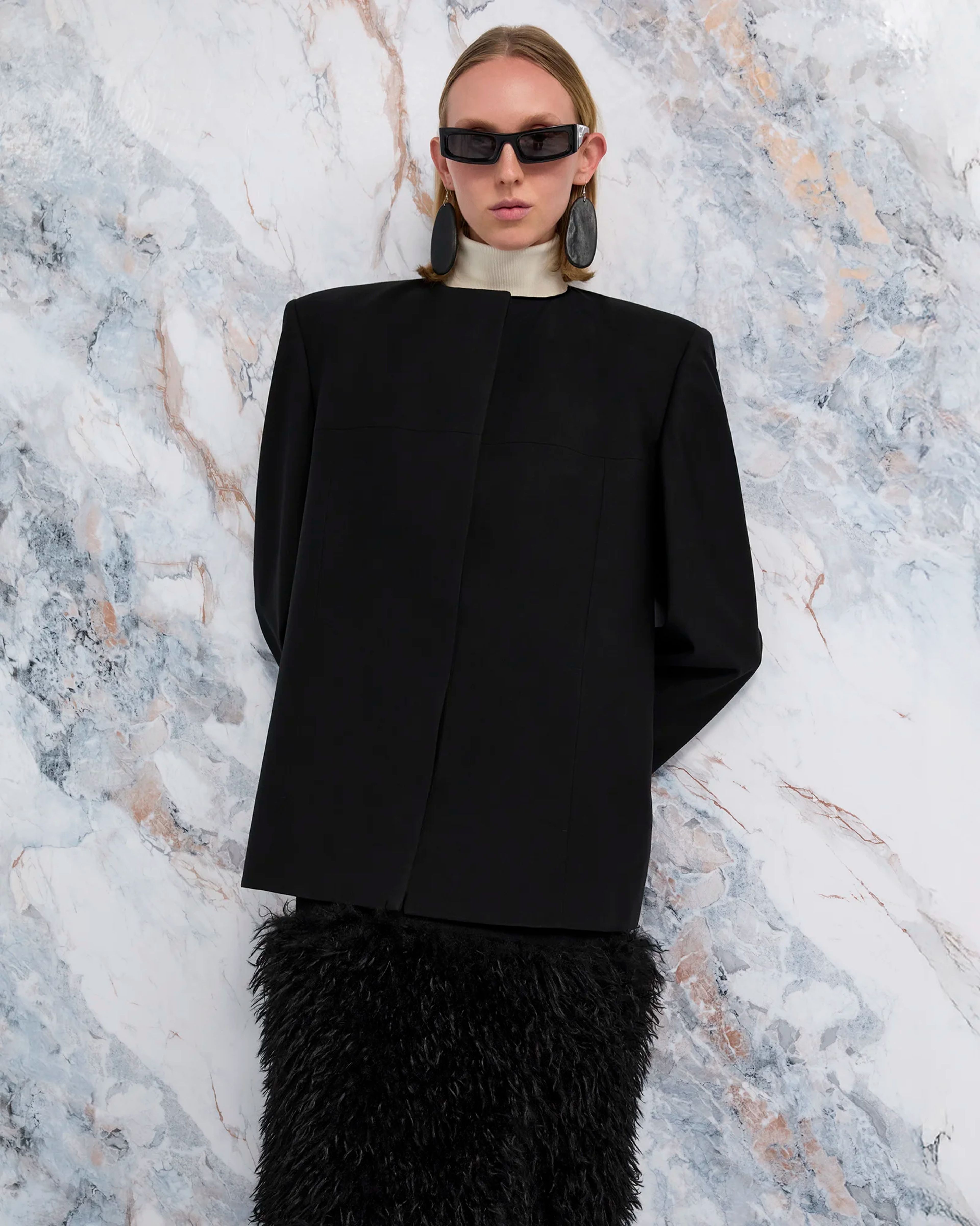 Oblong Tailored Jacket Black Wool - Image 1