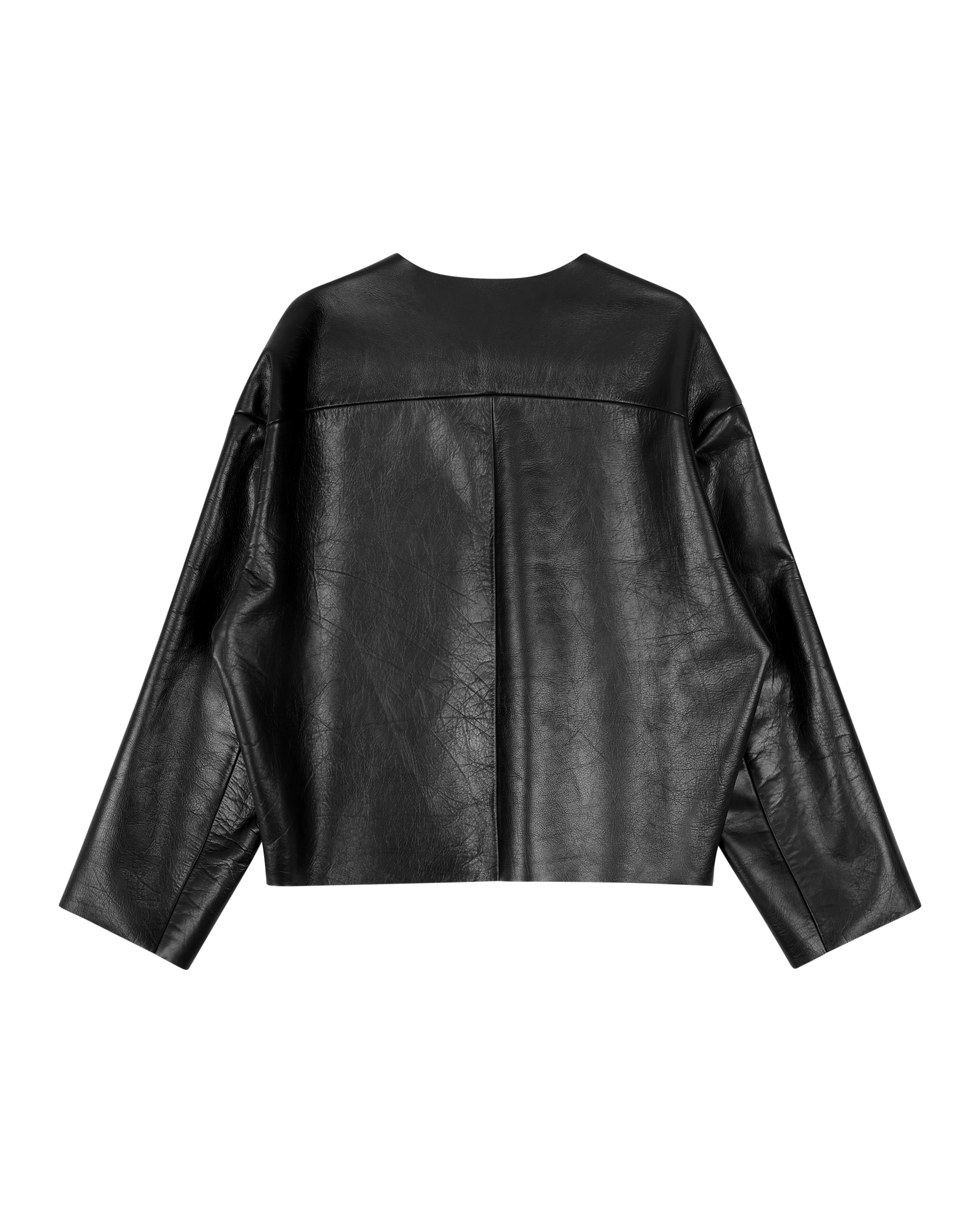 Minimal Leather Jacket Black Leather - Image 4