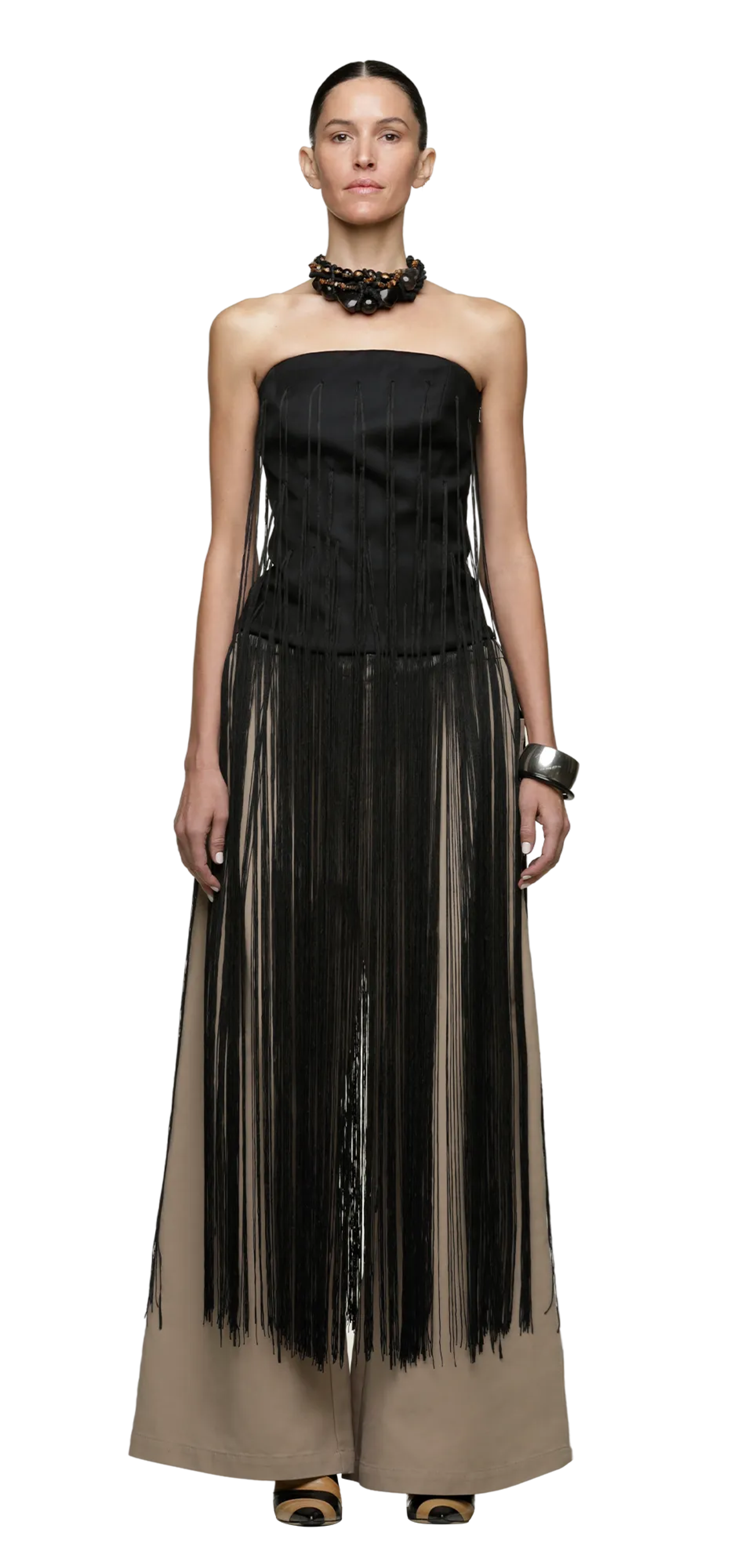 fringe-tube-black-wool character front view