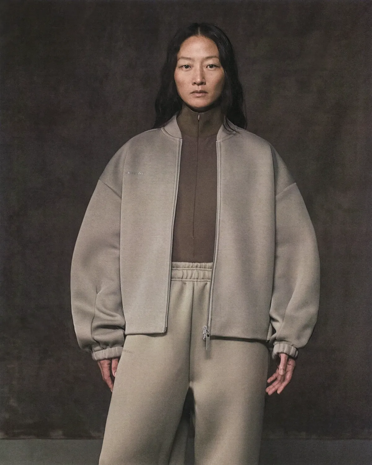 z.n.e. full zip knit putty beige - entire studios