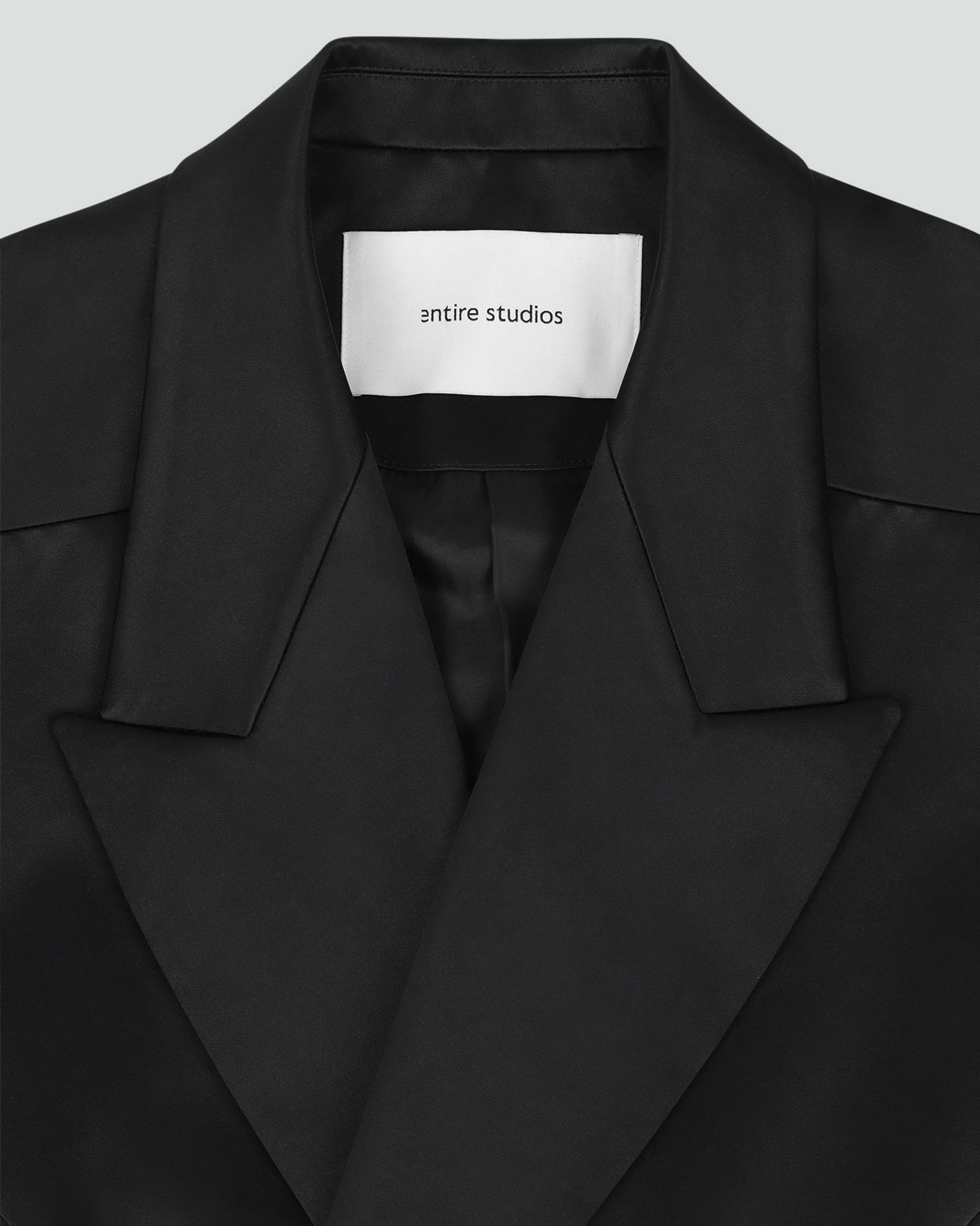 Double Breasted Blazer Black Sateen - Image 5