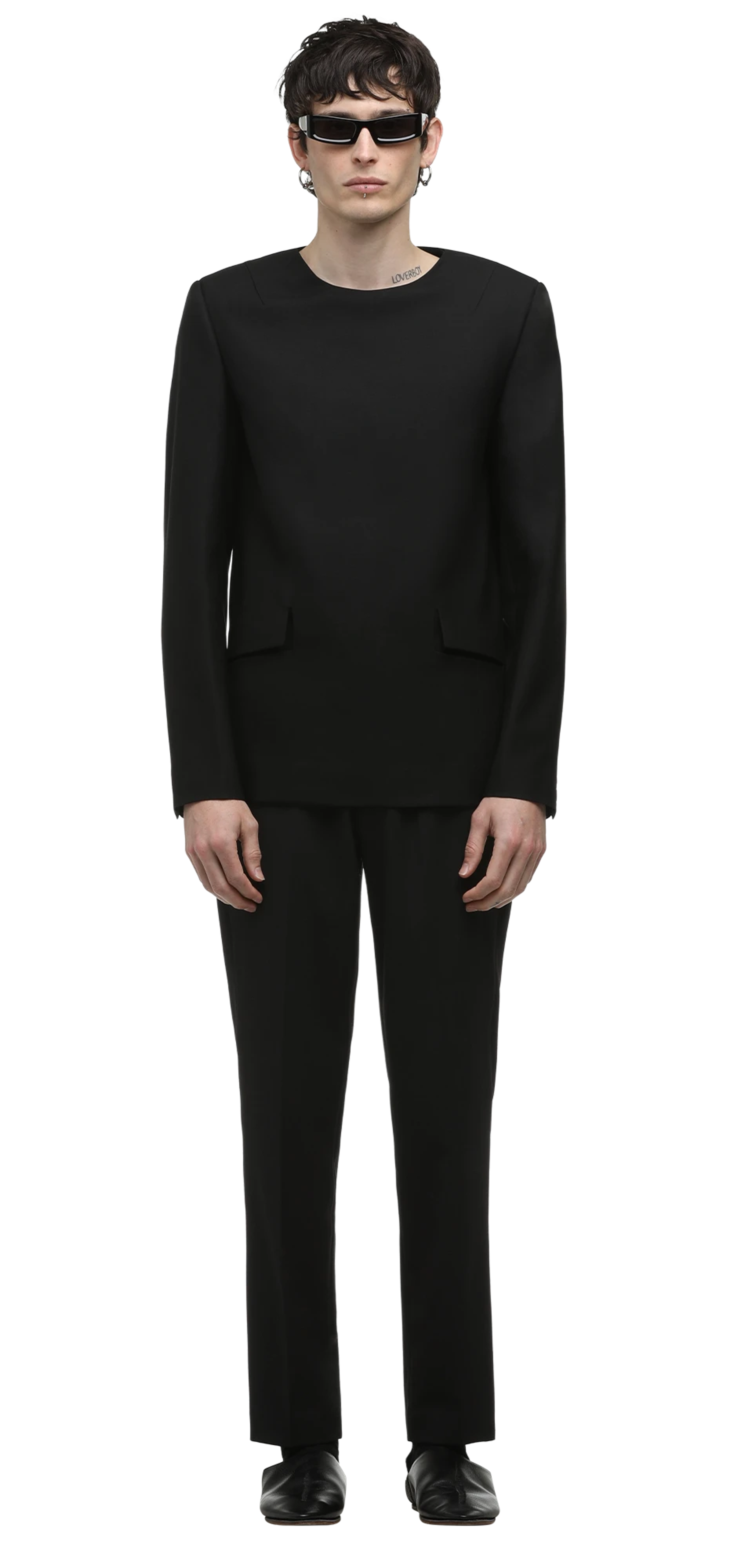 tailored-top-black character front view