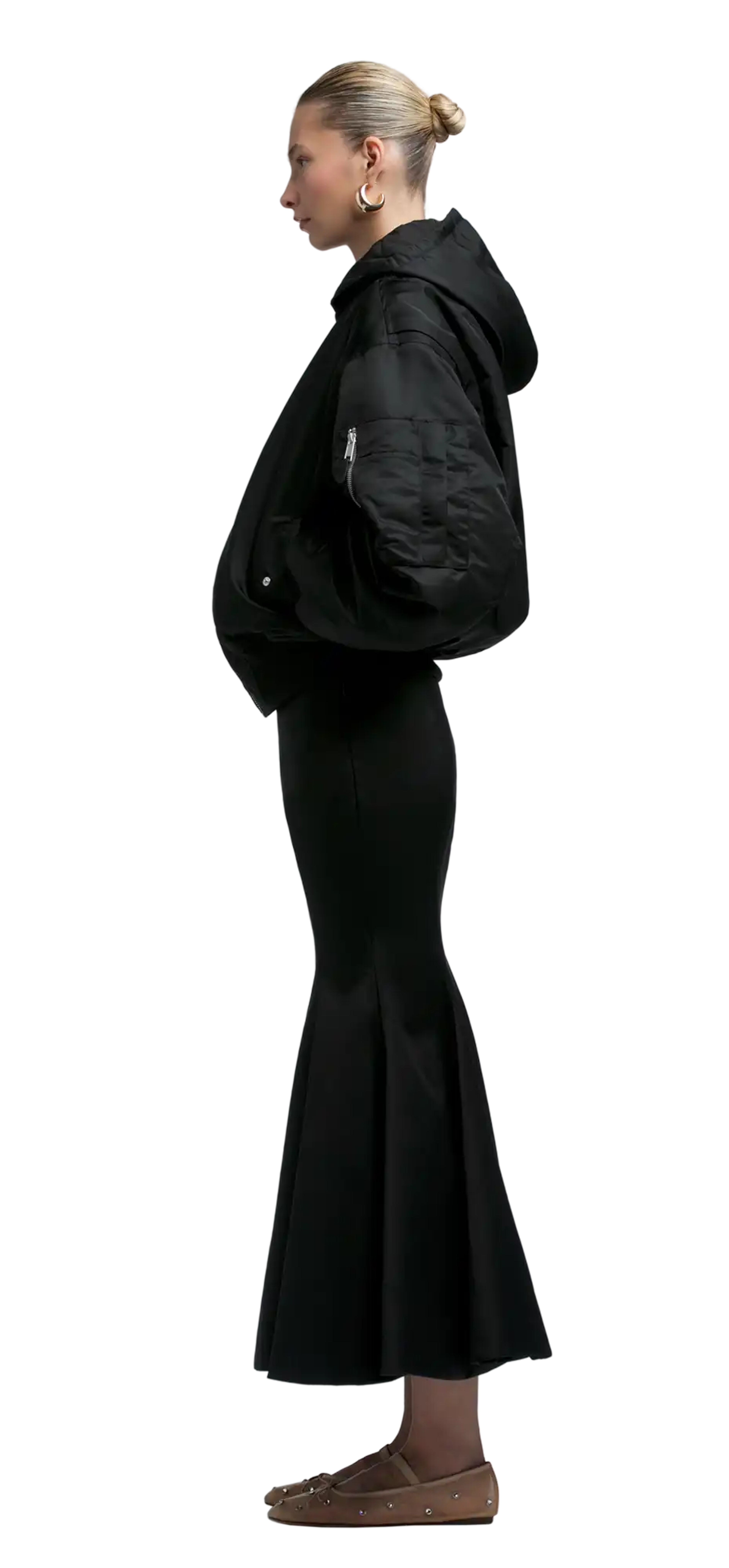 burgeon-skirt-black-sateen character left view