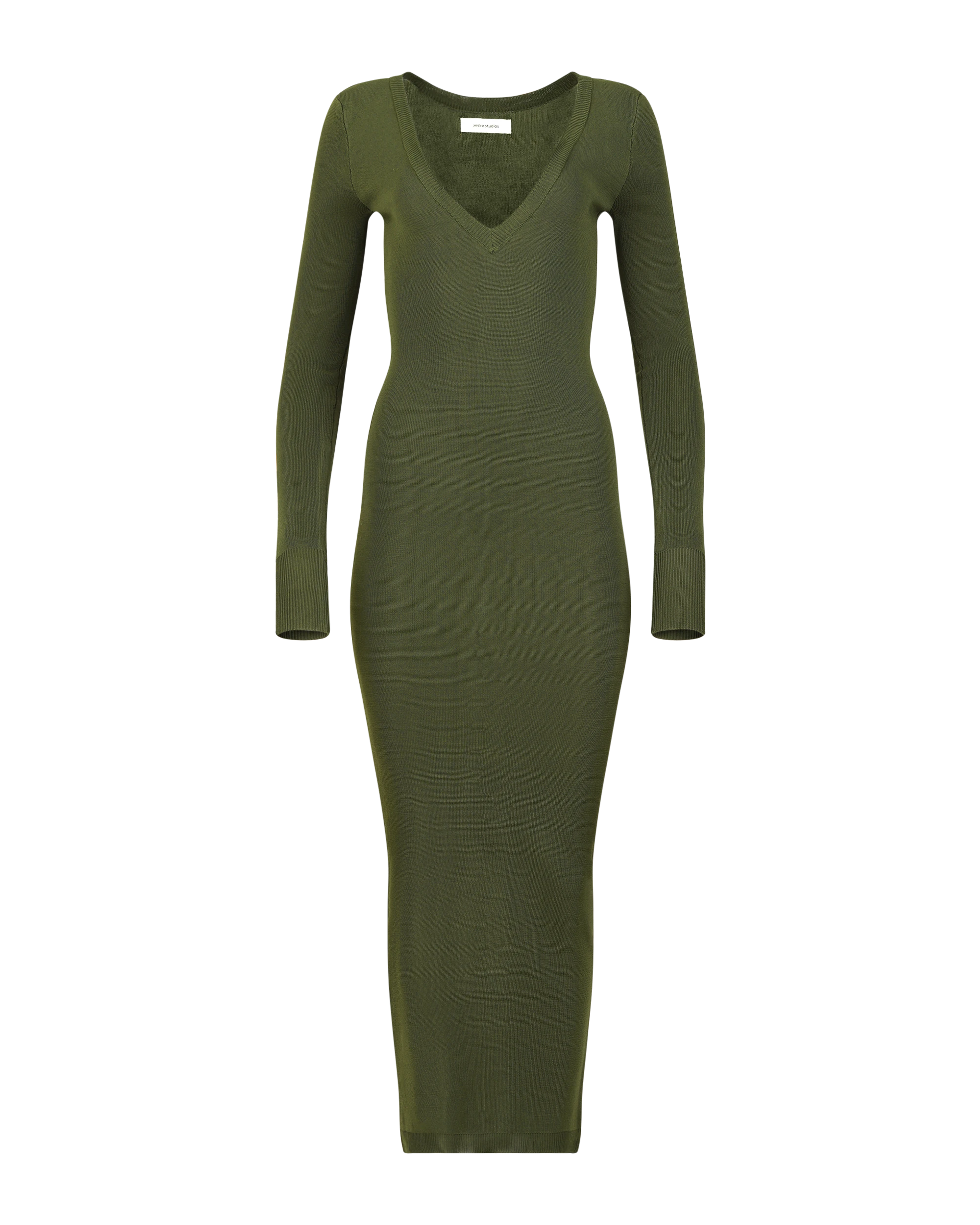 Long Sleeve V Neck Midi Moss - Image 5