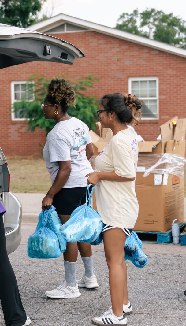 Volunteers working along the distribution line