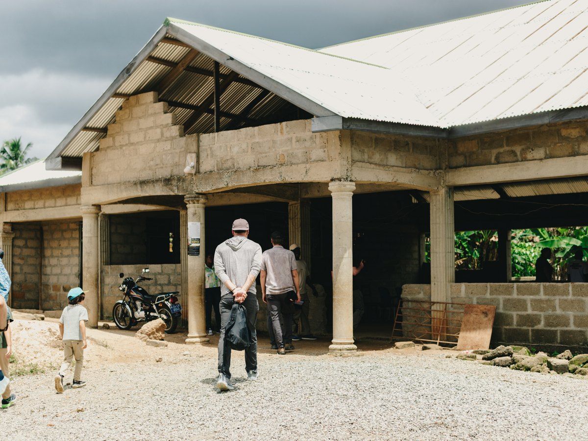 A school building under construction in a partner community