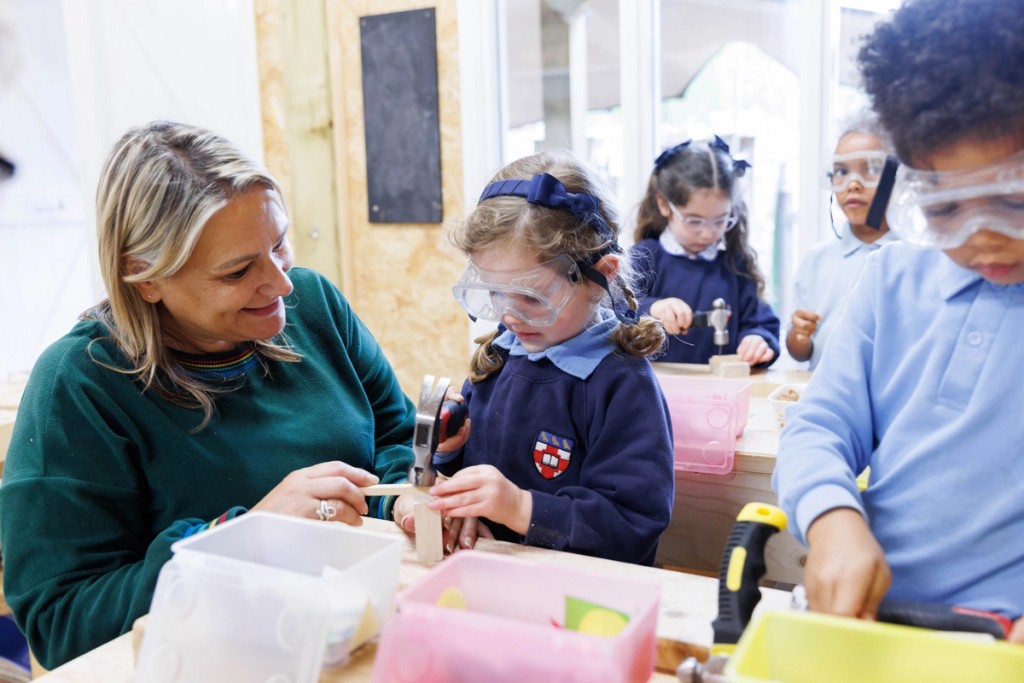 Grimsdell, Mill Hill Pre Prep pupils and an adult 