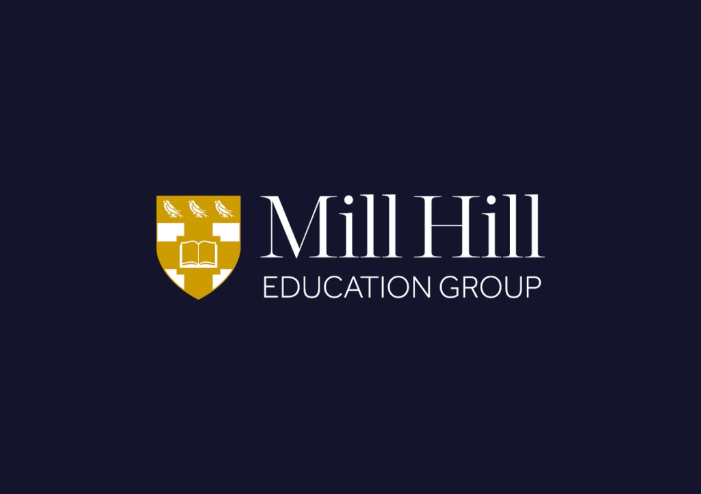 Image of the Mill Hill Education Group logo and name against a dark background