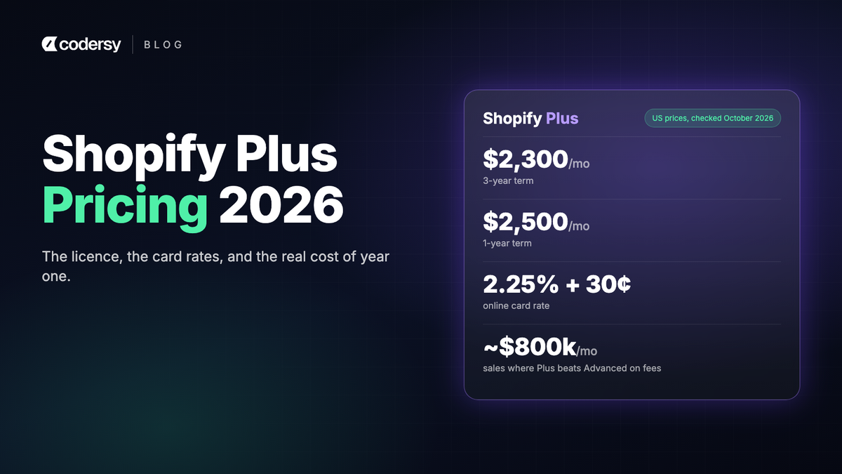 Shopify Plus Pricing 2026: Licence Fees and the Real Total Cost Shopify Plus Pricing 2026: Licence Fees and the Real Total Cost