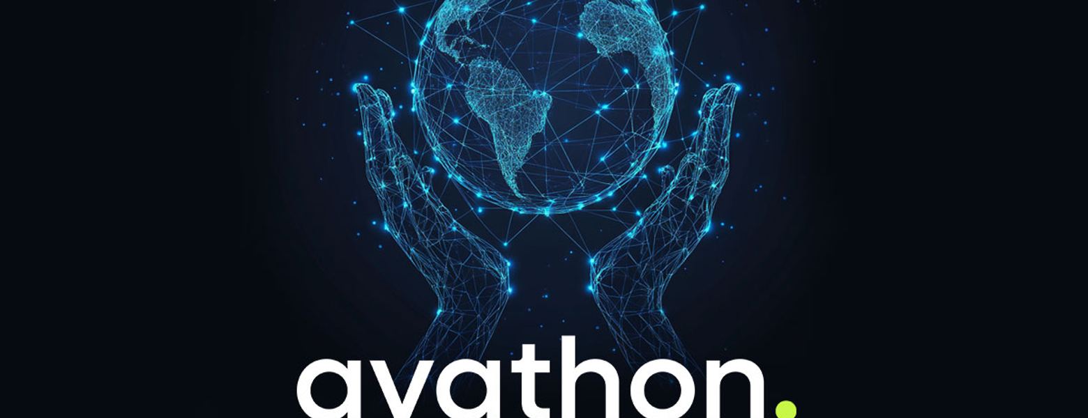 The Avathon “AI for good” mark, with hands cradling a wireframe globe