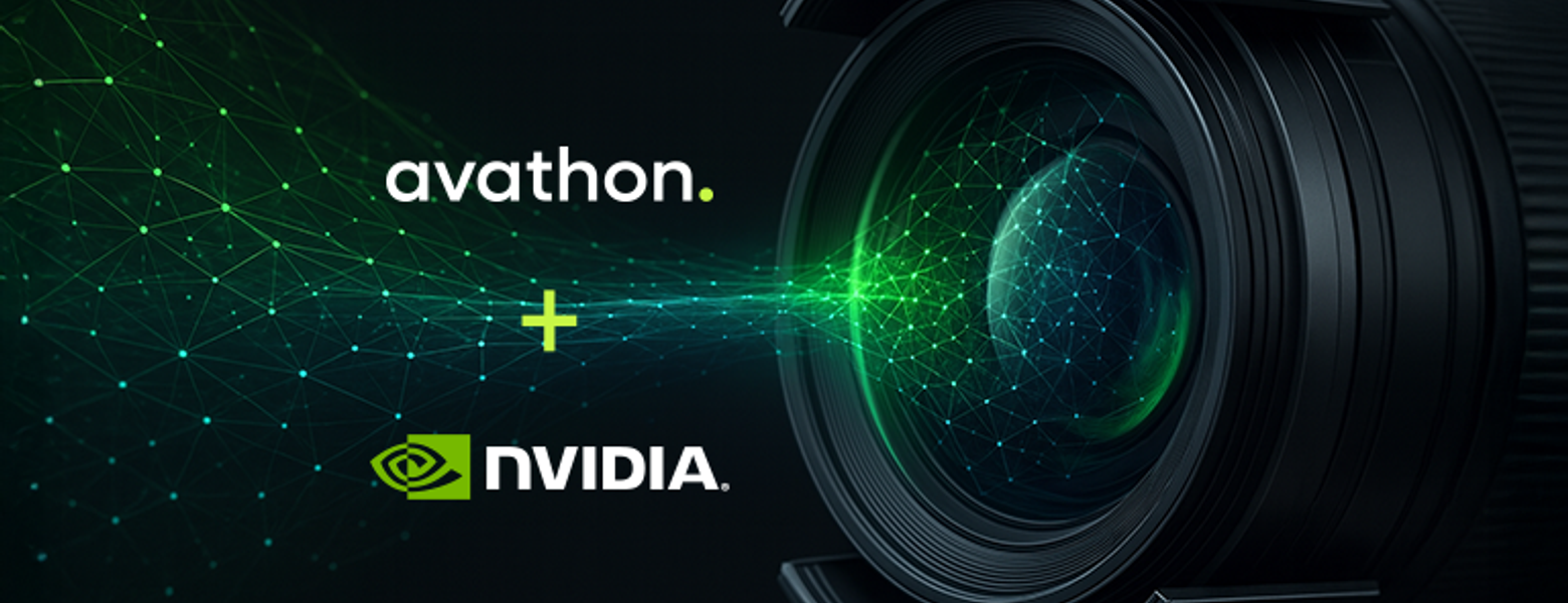 Title card pairing the Avathon and NVIDIA logos over a camera lens