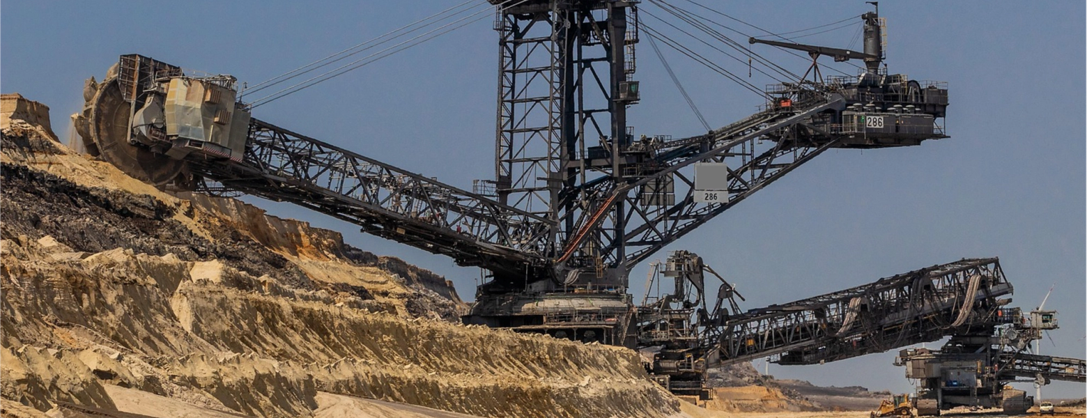 A bucket-wheel excavator working an open-pit mine