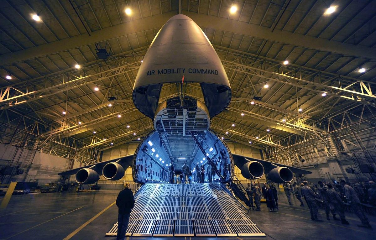 Aircraft on the flight line at an air national guard base