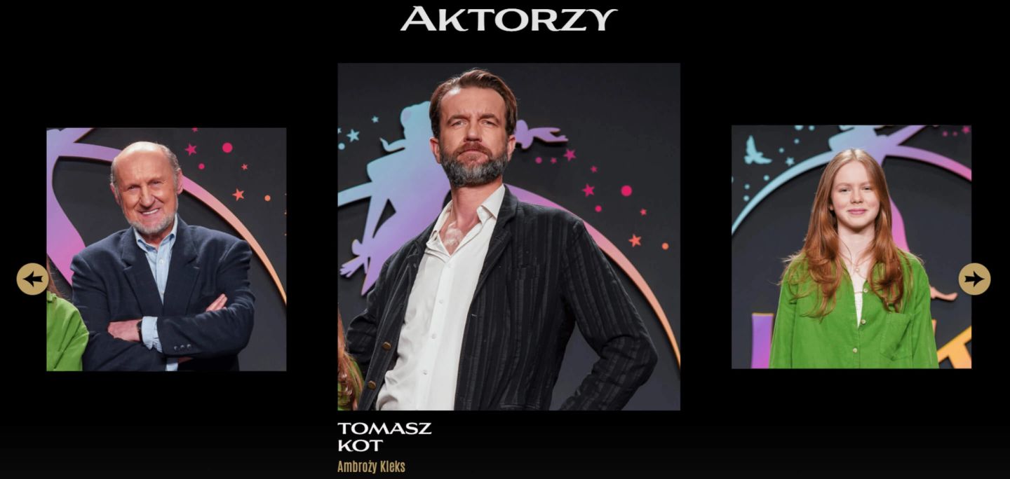 Podstrona Aktorzy na stronie Kleks Academy z fotografiami obsady filmu