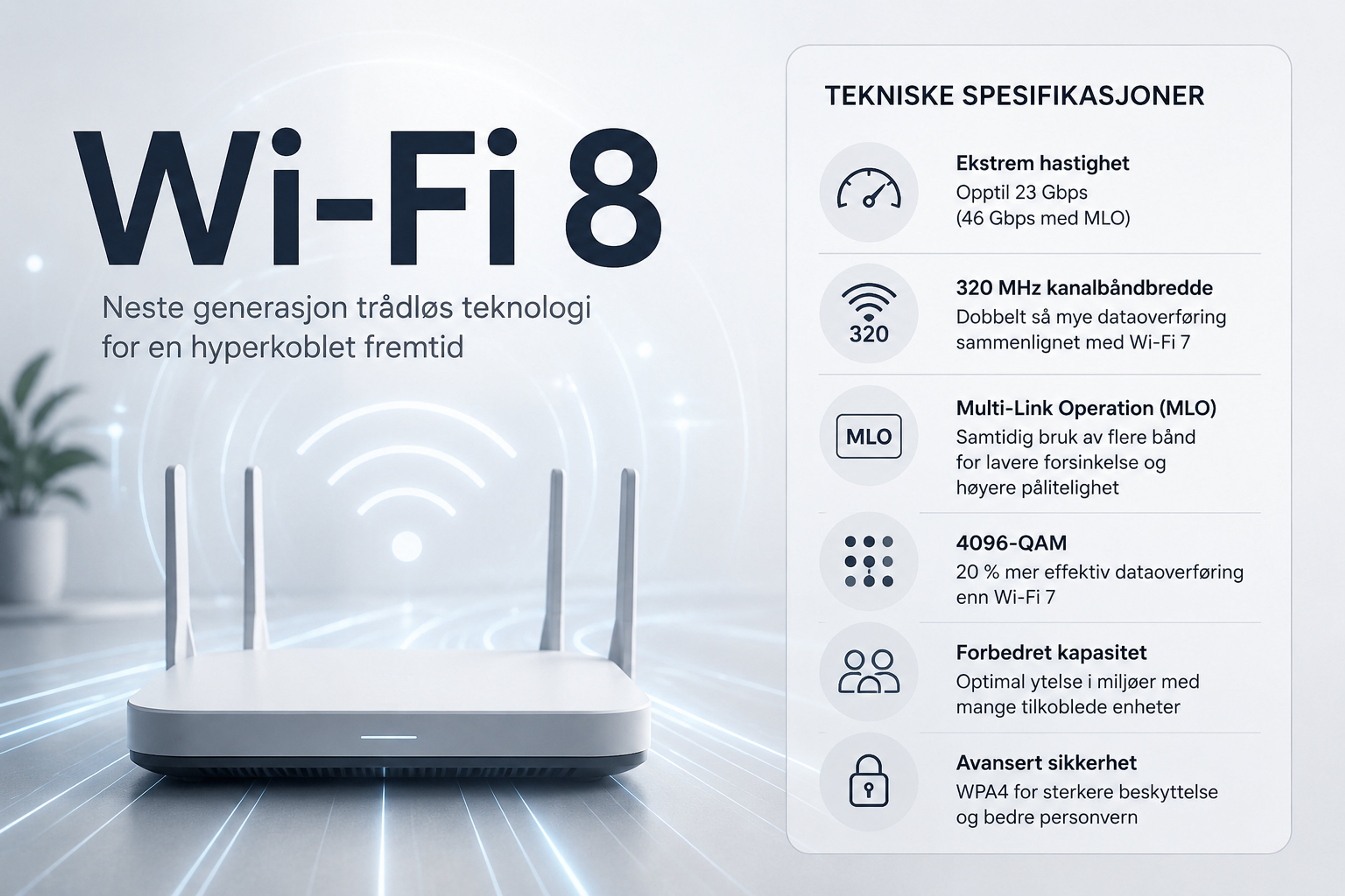 Wi-Fi 8: Nyheter, router og spesifikasjoner