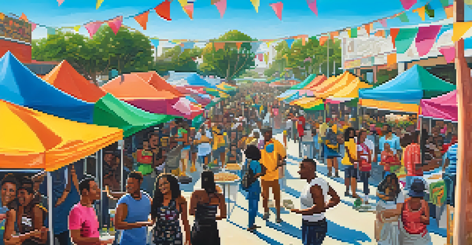 A lively food festival in Compton with various food stalls, attendees enjoying meals, and a colorful atmosphere.