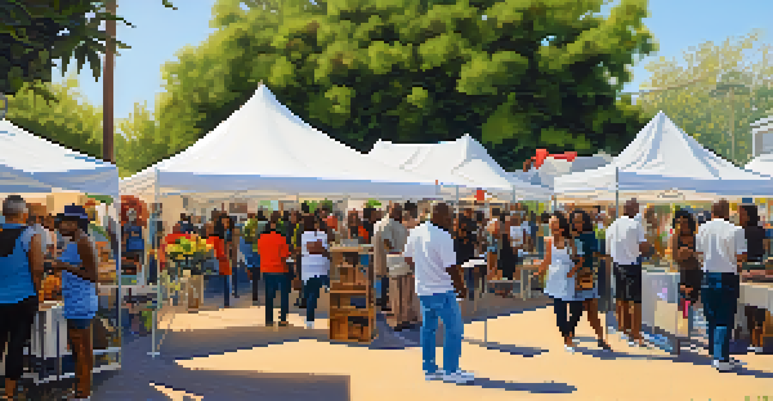 An arts festival in Compton showcasing local artists and attendees engaging with their work in a vibrant outdoor setting.