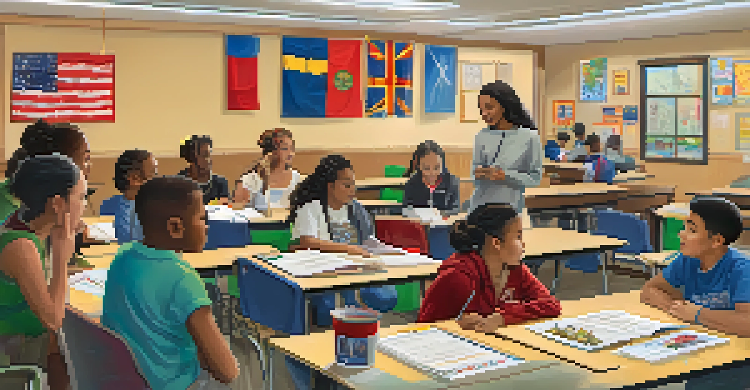 A diverse classroom in Compton during a cultural awareness workshop with students sharing their stories.