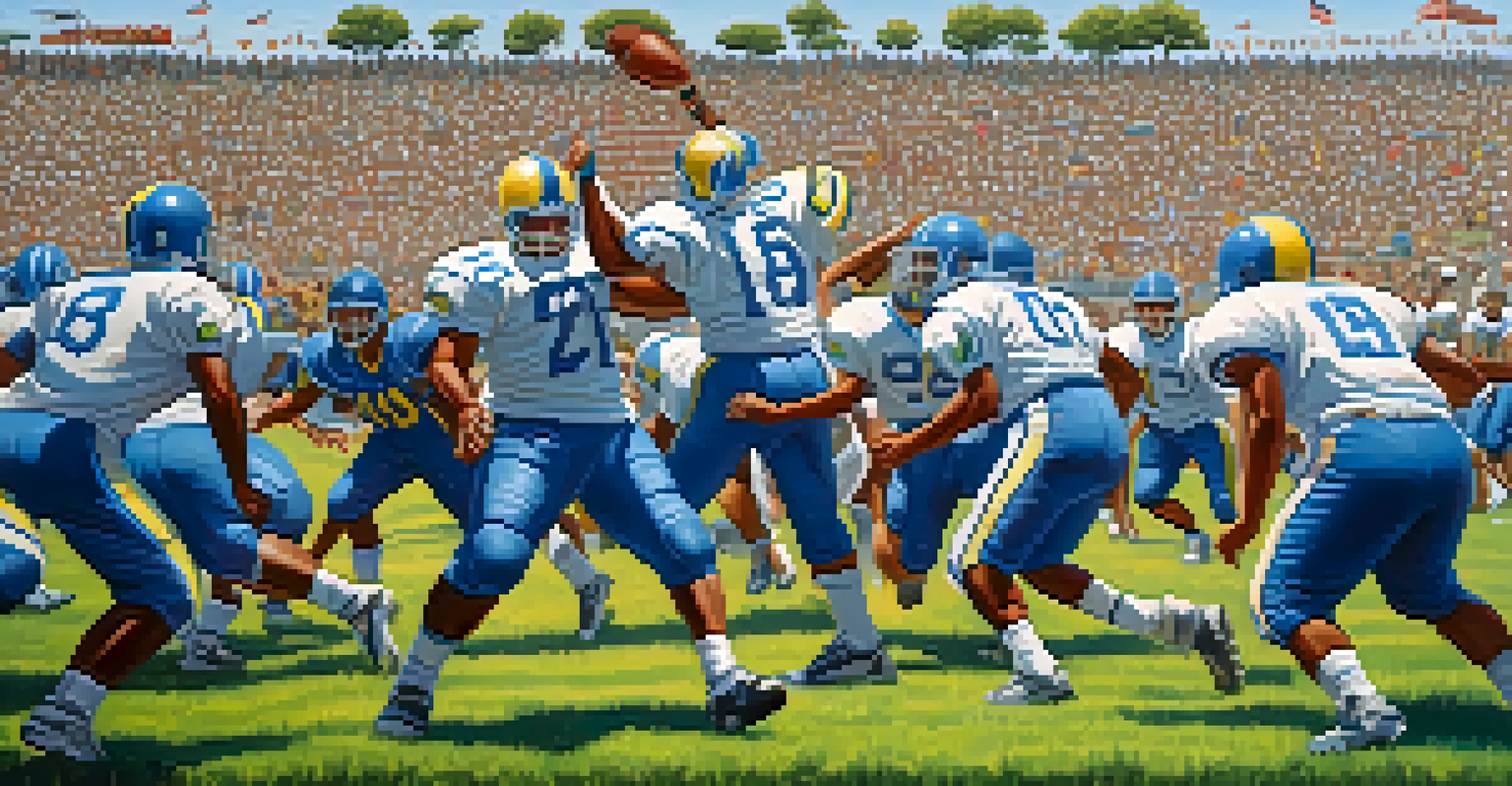 A community football game with enthusiastic players and spectators cheering on a sunny day.