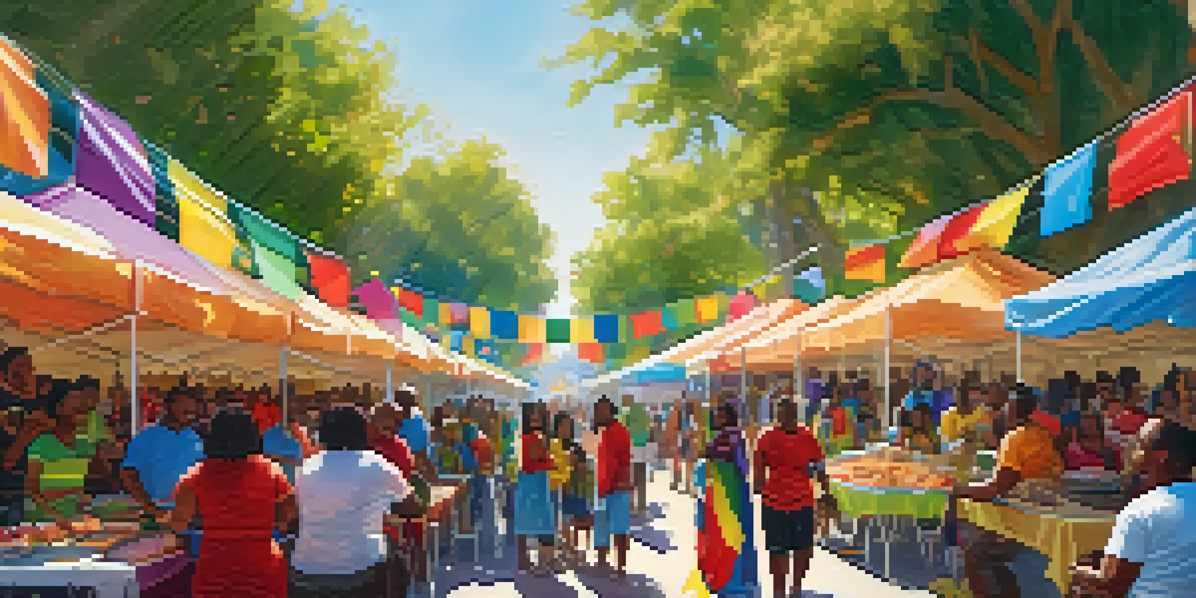 A lively cultural festival in Compton, featuring families, colorful banners, and children dancing, all bathed in warm sunlight.