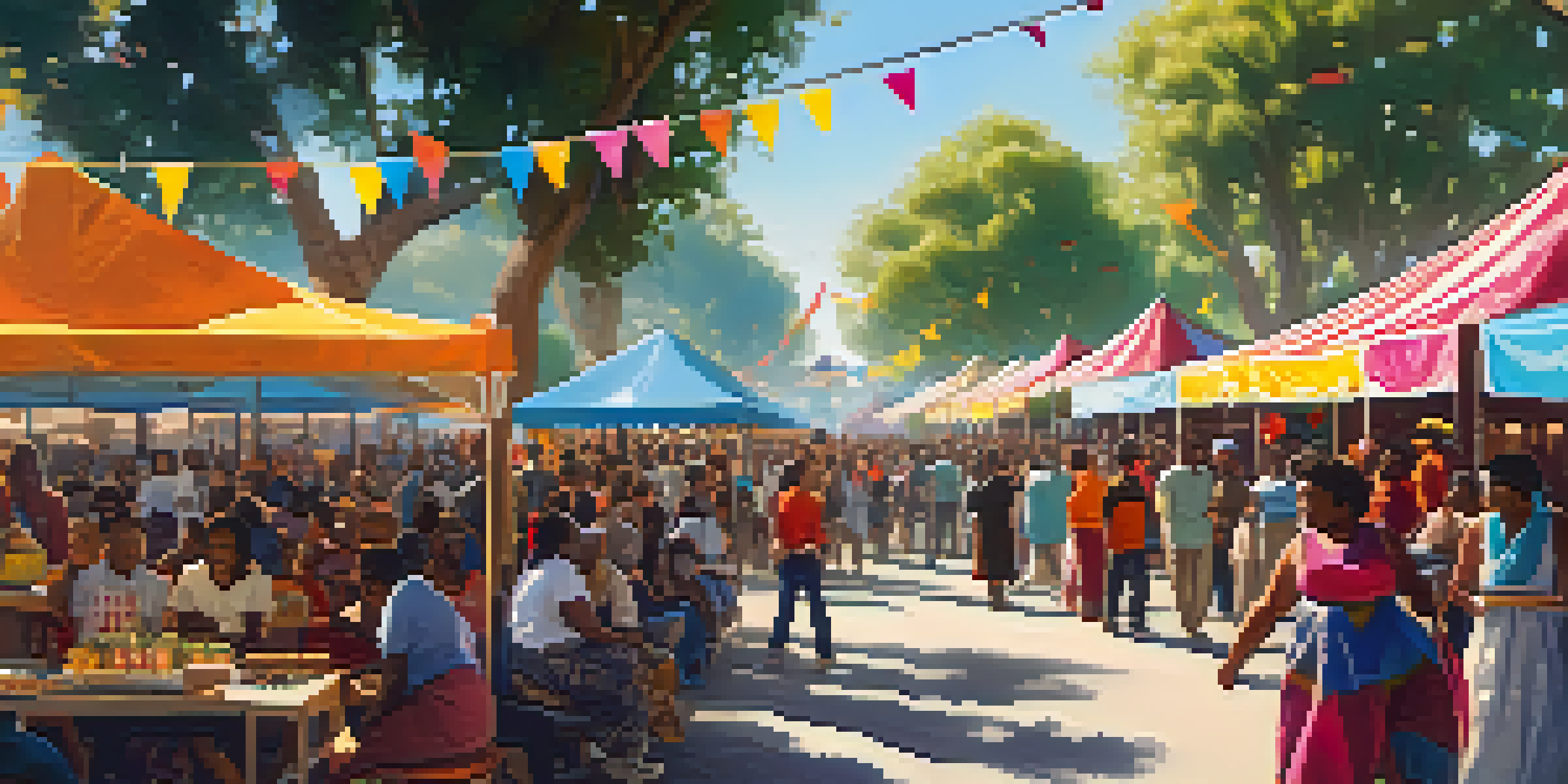 A lively community festival in Compton with diverse attendees enjoying music, dance, and food under sunny skies.