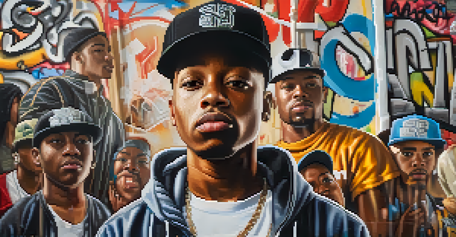 A close-up of a passionate young hip-hop artist in Compton, against a graffiti-filled urban backdrop, showcasing their determination.