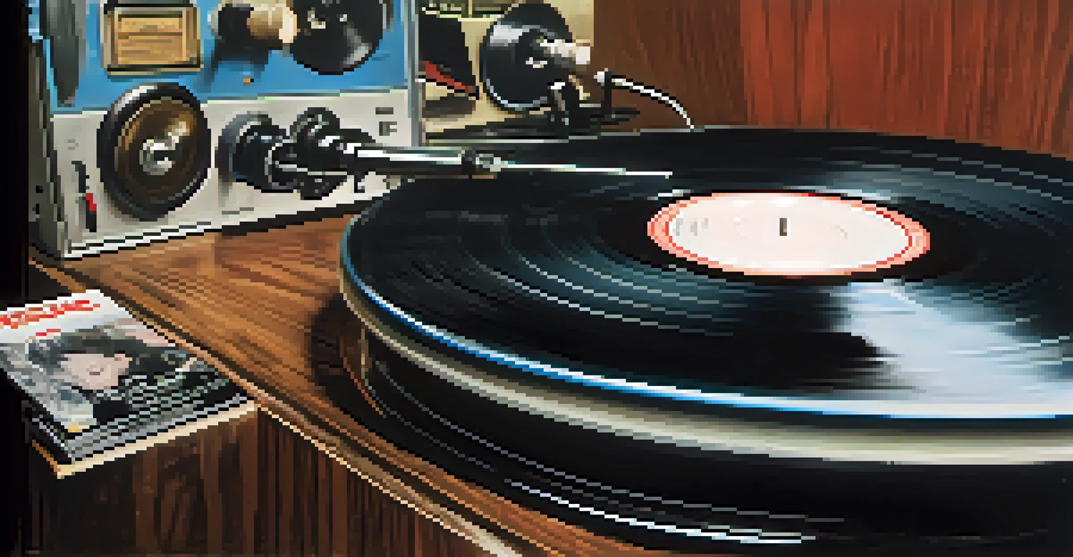 A close-up of a vinyl record on a turntable with the album cover of 'The Chronic' in the background.