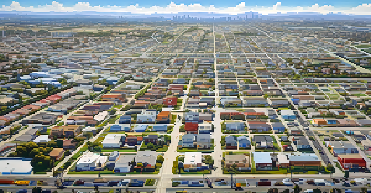 An aerial view of Compton showing a mix of industrial areas and residential neighborhoods.