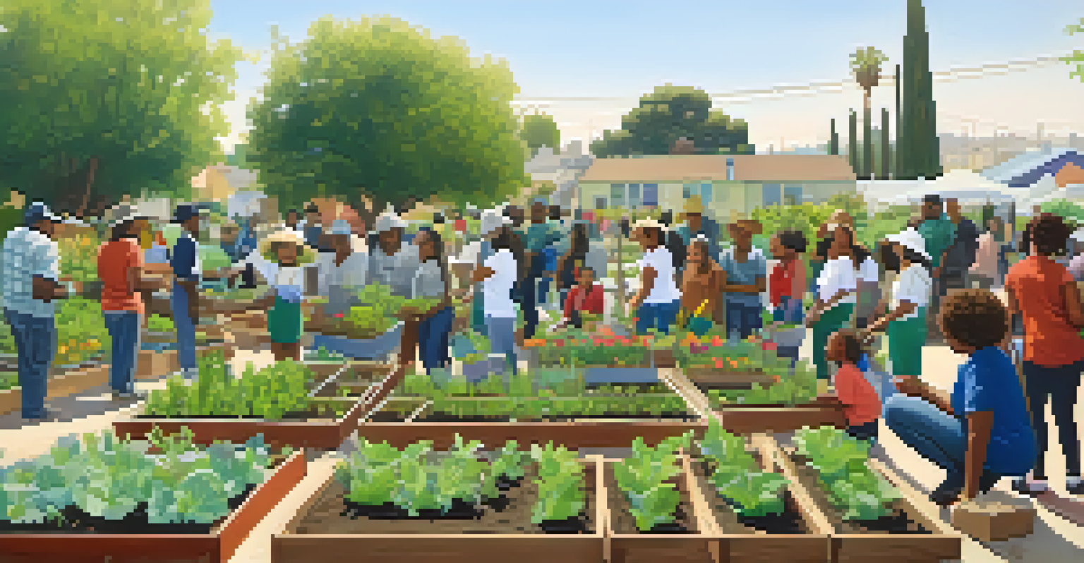 A community gardening workshop in Compton, featuring diverse participants engaging in sustainable gardening activities.