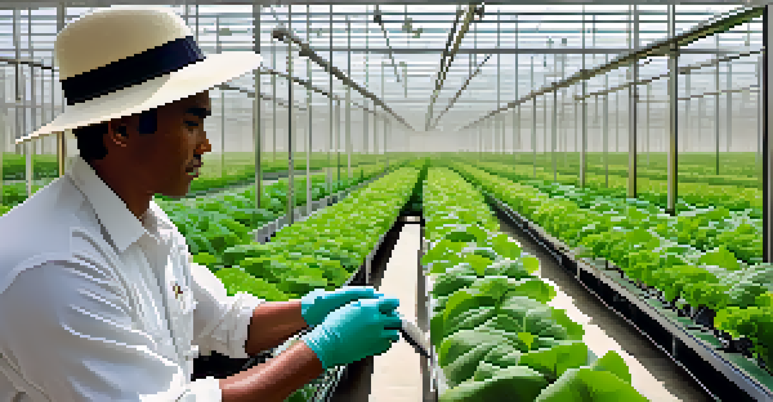 A farmer in a greenhouse using hydroponic technology to grow plants in Compton.