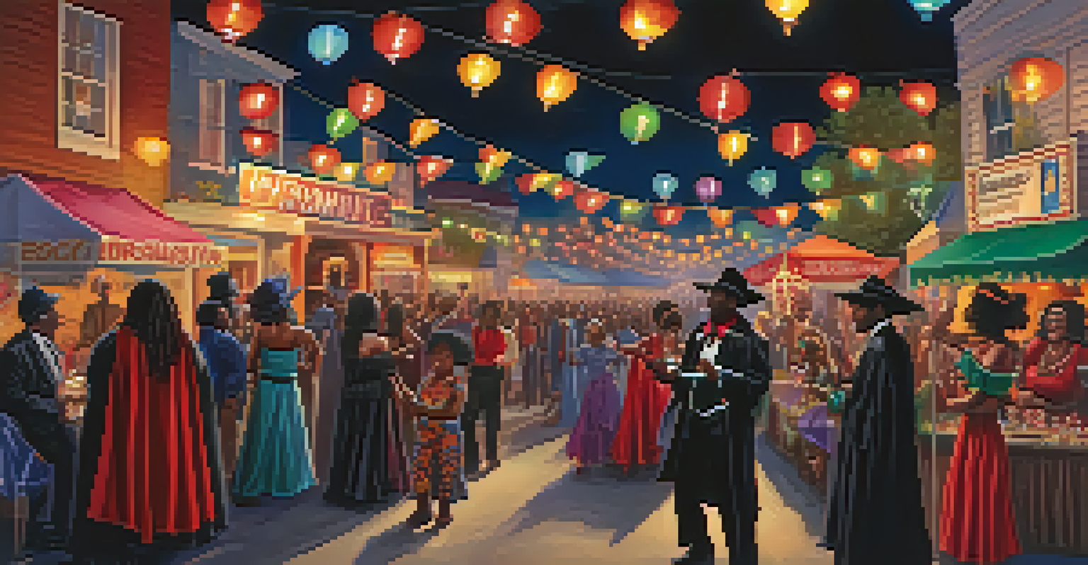 A lively community festival with residents in vampire costumes, celebrating the Compton Vampire legend with storytelling and decorations.