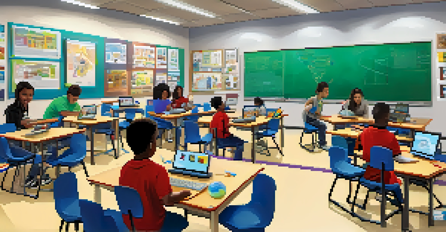 Students in a classroom in Compton participating in a STEM workshop with computers and robotics kits.