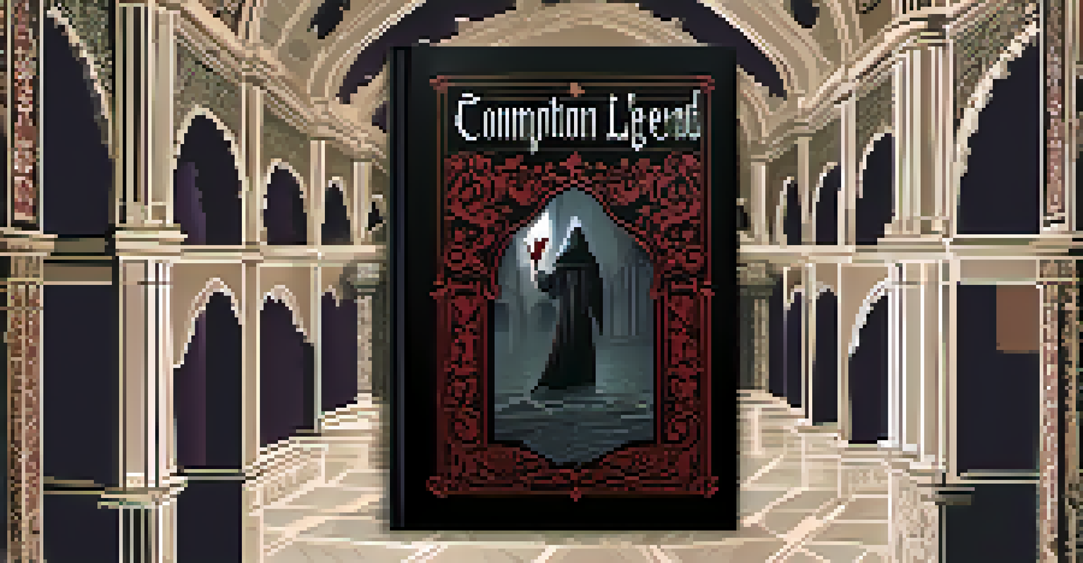 An illustrated book cover showcasing the Compton Vampire legend with a haunting vampire figure and historical backdrop.