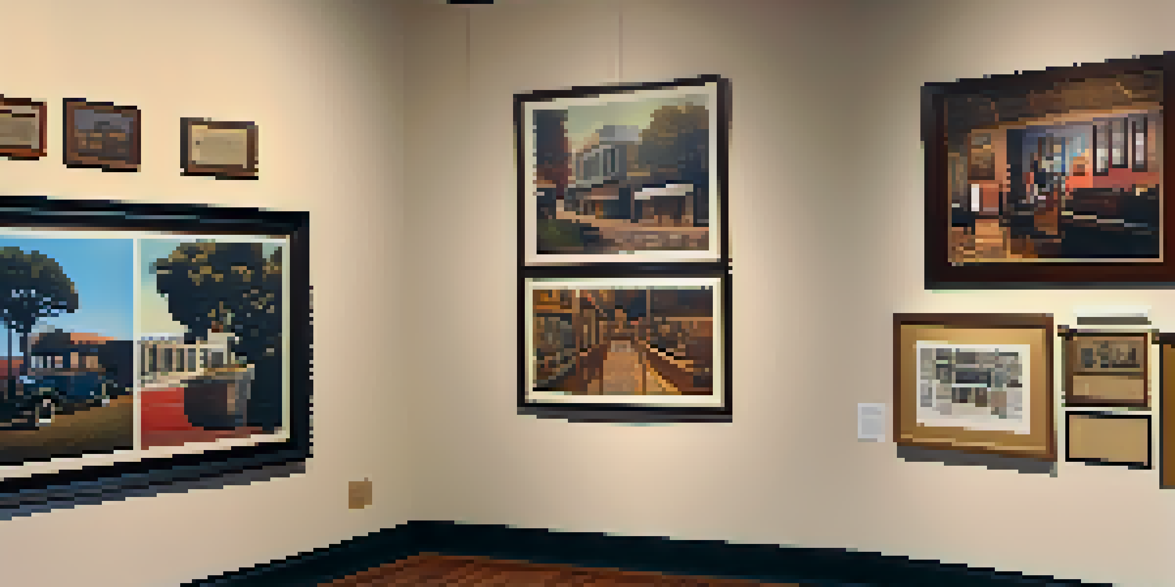 An exhibit in the Compton Heritage Museum featuring historical artifacts and vibrant banners representing the cultural diversity of Compton.