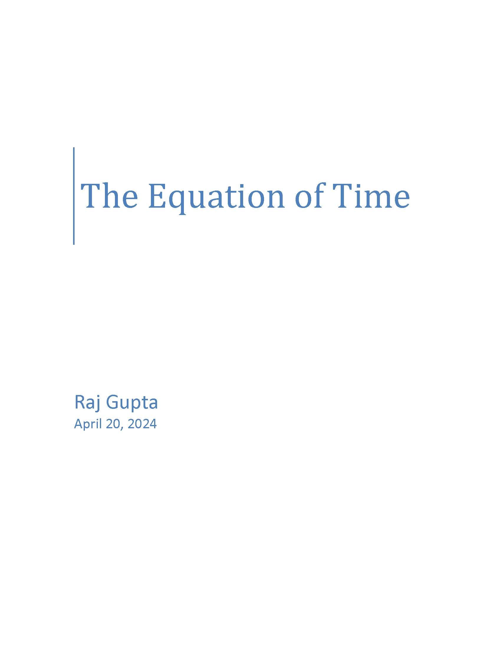 The Equation of Time