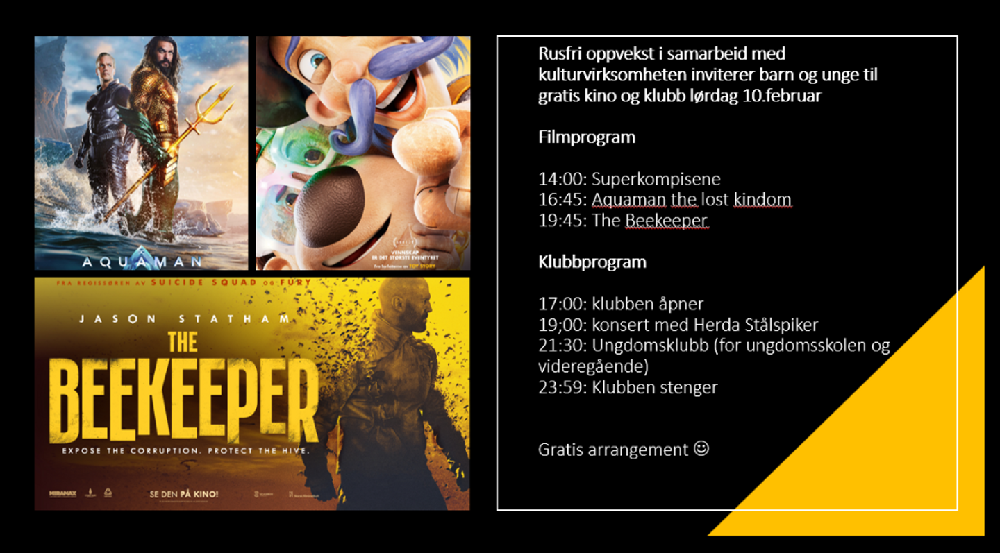 Gratis Kino og klubbkveld for barn og unge
