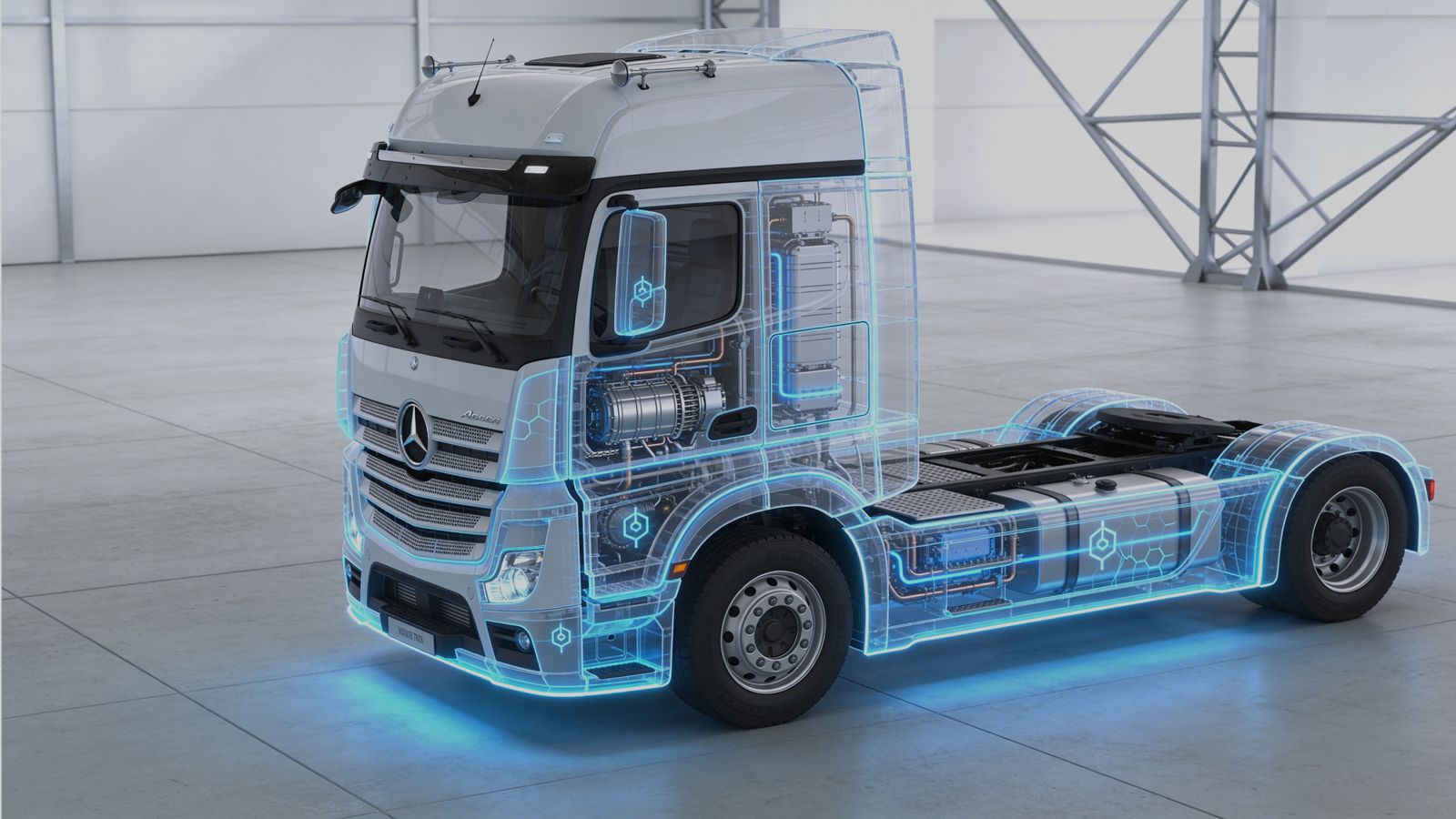 Concept image of a Daimler hydrogen fuel cell truck