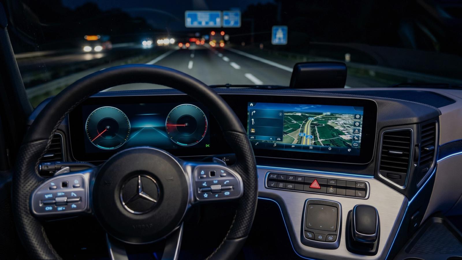 Interior view of the Actros Multimedia Cockpit