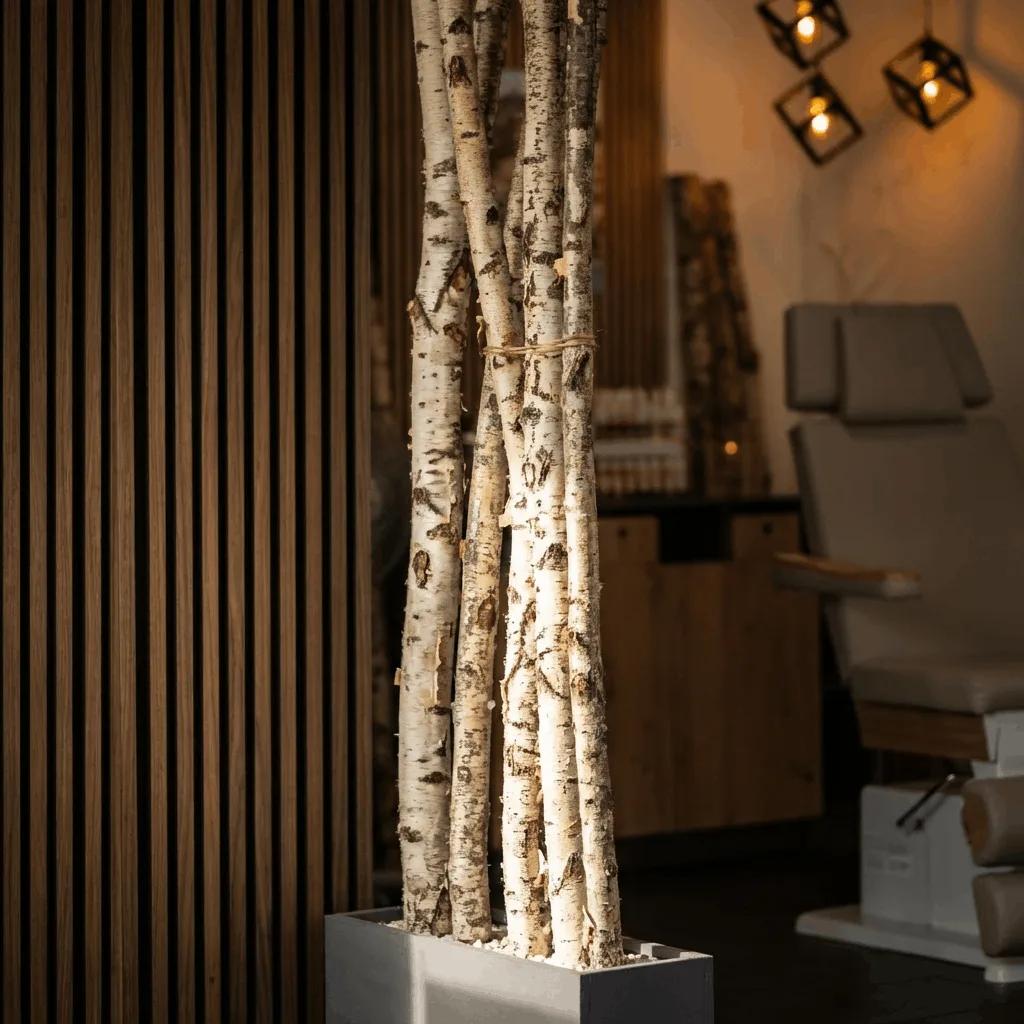 Studio-Einrichtung mit Birkenstamm