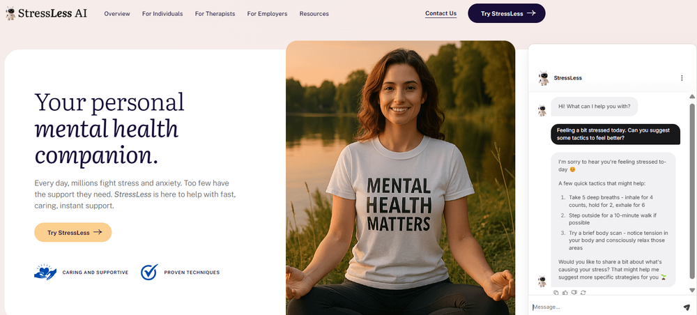 image of StressLess Mental Health AI