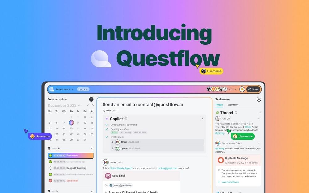 Screenshot of Questflow: Decentralized AI Agent Economy